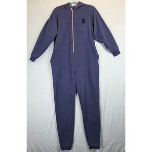 Savage X Fenty Hooded Zip One Piece Jumpsuit Women S Blue Fleece Lounge Cozy